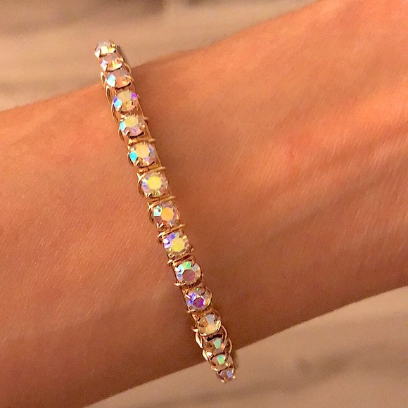 Aurora Borealis Crystal Cuff Bangle - Picture 1 of 6
